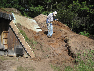 dirt half way up the wall