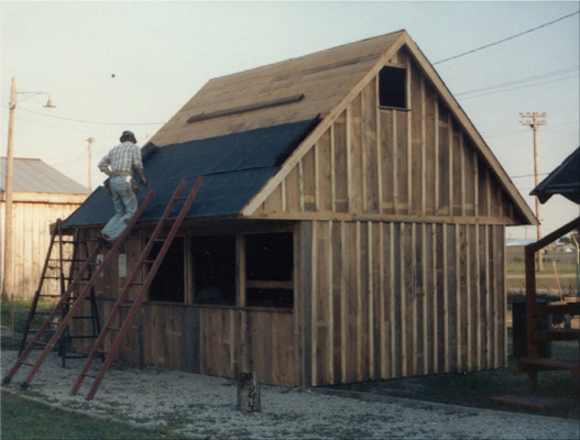 building woodworking shop at U.P. Steam & Gas Village 1985