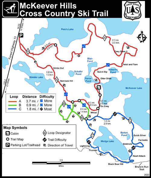 McKeever Hills Ski Trail map