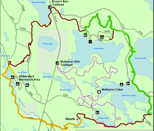 Bruno's Run map hiked sections