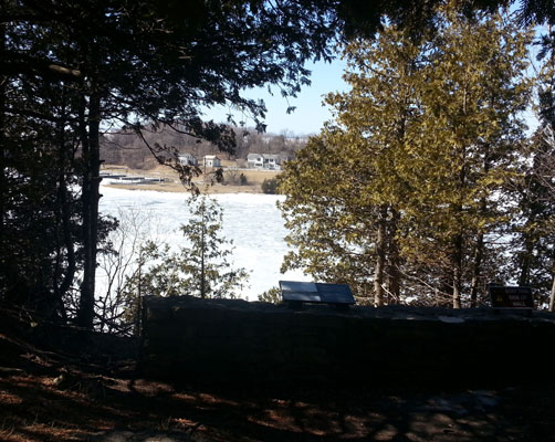 Fayette harbor and townsite from cliff path