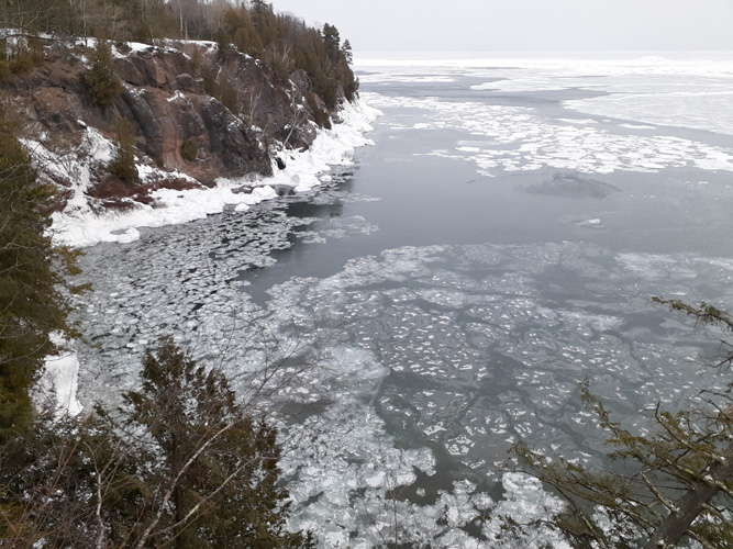 Presque Isle cliff shoreline east February