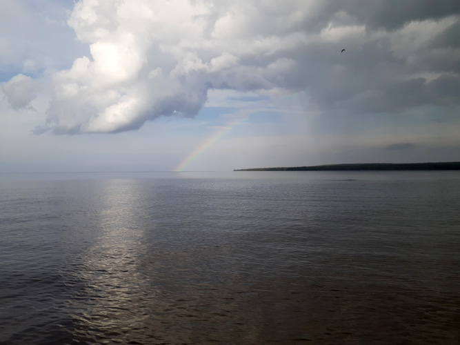 rainbow over Lake Super at AuTrain beach Sept. 18, 2022