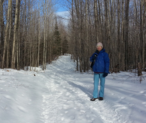 Sue on Rapid River snowmobile trail