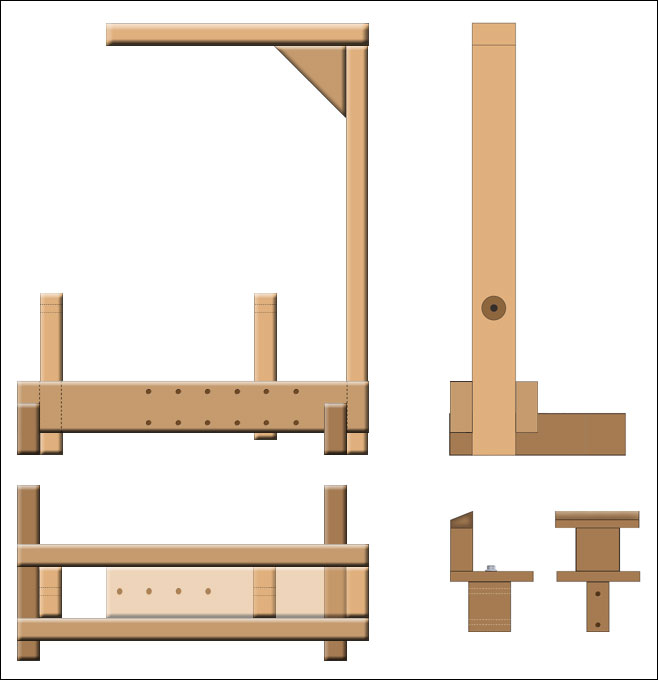 Spring Pole Lathe  - Layout Drawing