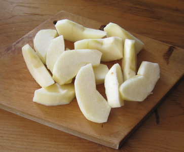 Haralson apple pieces cut up